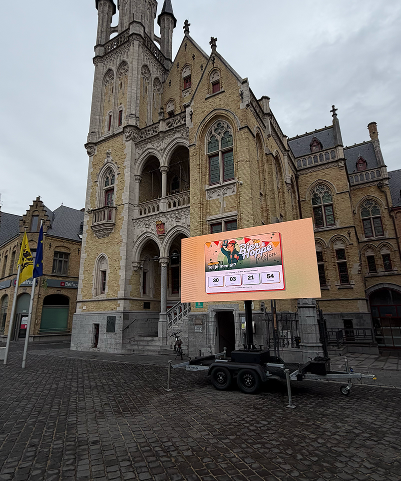 Mobiel LED scherm op aanhangwagen - Poperinge Veurne De Panne